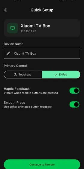 Android TV Remote - Media playback controls with volume slider