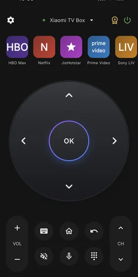 Android TV Remote - Keyboard input screen for text entry on TV