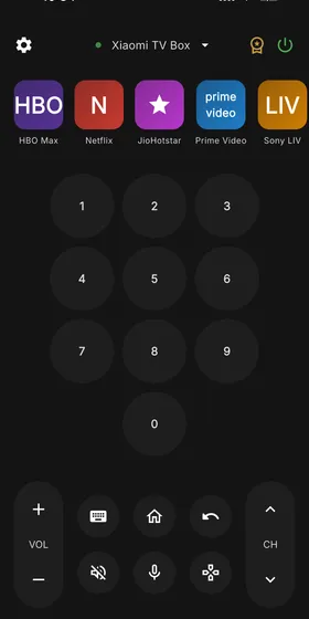 Android TV Remote - OLED black theme with pure black background